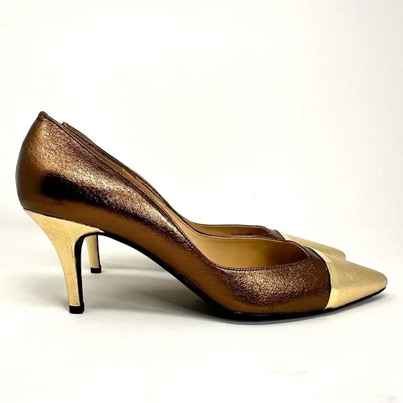 J. Renee Adena Women’s Metalic Gold Stiletto Pumps - Picture 8 of 13